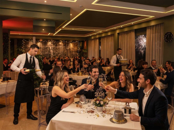 Cenone di Capodanno in Sicilia al Rubacuori Restaurant del Resort Venere di Erice: sala elegante con vista mare