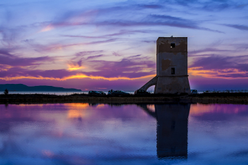 Tramonto sulle saline di Trapani - Riserva WWF